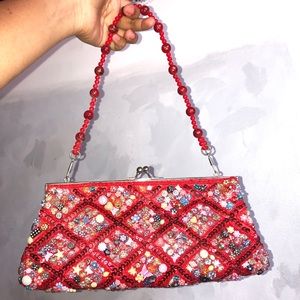 Rare vintage beaded red purse